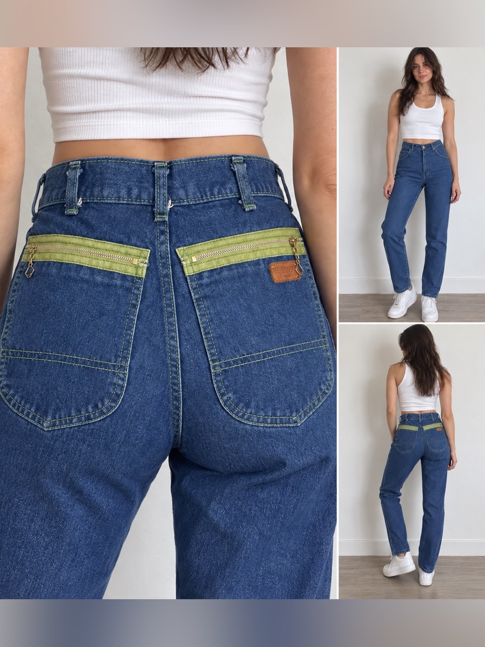 Vintage 80s Daniel Hechter High Rise Zip Pocket Rigid Denim Jeans